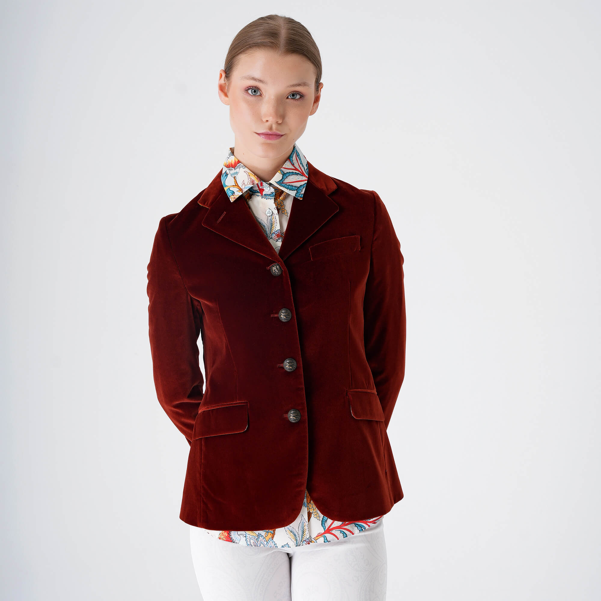 Etro - Burgundy Stretch Velvet Blazer Jacket